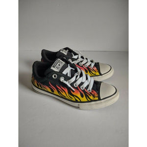 Converse Chuck Taylor All Star Black & Flames Juniors Size 5 Womens Size 7